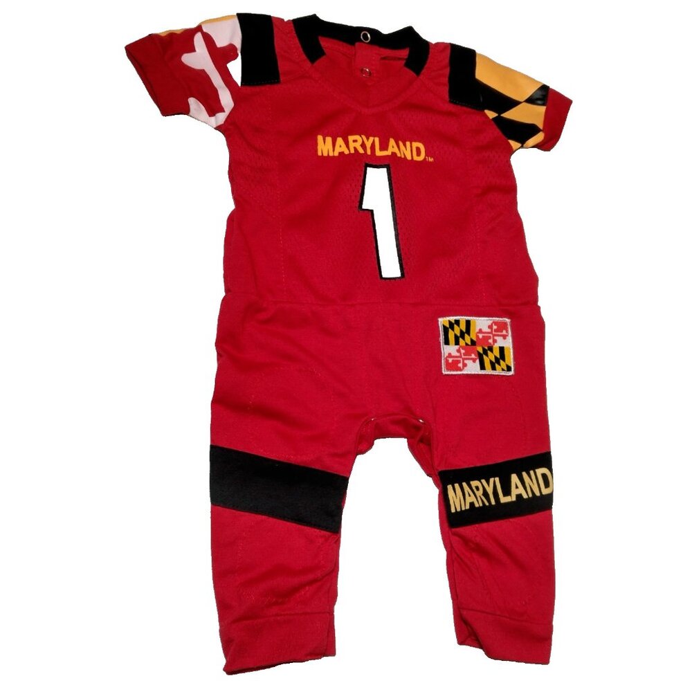 University of Maryland Outfit Baby 0-3M Fast Asleep Romper Terrapins Football